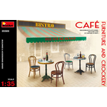 CAFE' FURNITURE & CROCKERY KIT 1:35 Miniart Kit Diorami Die Cast Modellino